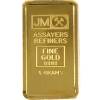 Image 1 : 5g JM Johnson Matthey Blank Back Variety .9999 Fine Gold Bar (Tax Exempt)