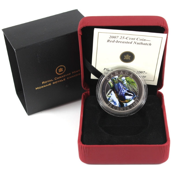 2007 25-cent Birds of Canada - Red-Breasted Nuthatch Coin