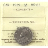 Image 1 : 5-cent 1929 ICCS MS62