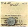 Image 1 : Newfoundland 5-cent 1929 ICCS AU50