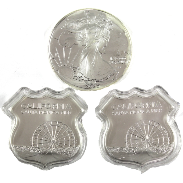 3x 1oz USA .999 Fine Silver Pieces. 3pcs. (Tax Exempt)