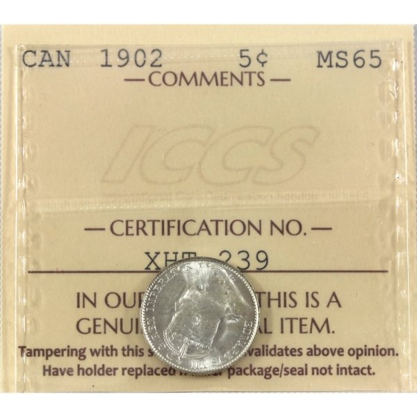 5-cent 1902 ICCS MS65