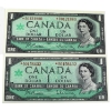Image 1 : 2x BC-45bA 1967 $1 *N/O Replacement UNC or Better Beattie-Rasminsky SN: *N/O0121880 & *N/O0156432