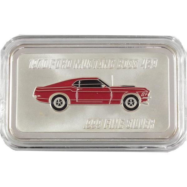 1oz 1970 Ford Mustang Boss 429 .999 Fine Silver Bar (Tax Exempt)