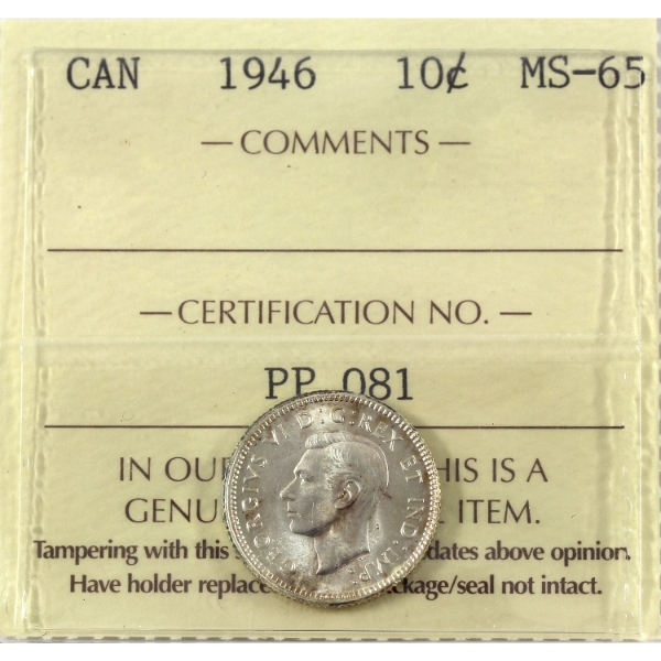 10-cent 1946 ICCS MS65
