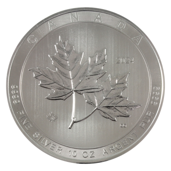 10oz 2024 $50 Magnificent Maple Leaves .9999 Fine Silver Round (Tax Exempt)