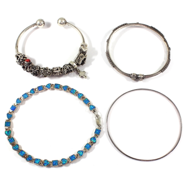 4x Assorted Sterling Silver Bracelets, 61.17g Lot Total! 4pcs.