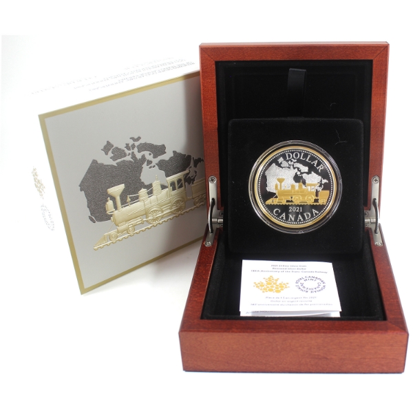 2021 $1 140th Anni. Trans-Canada Railway Renewed Silver Dollar 2oz .9999 Fine Silver (Tax Exempt)