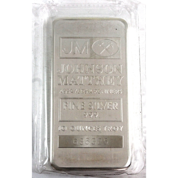 10oz Johnson Matthey .999 Fine Silver Bar (Tax Exempt)