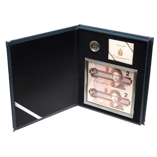 1996 Piedfort $2 Sterling Silver Coin & Banknote Set in Blue Leatherette Case