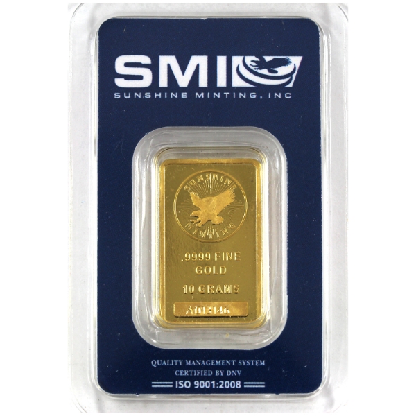 10g Sunshine Mint .9999 Fine Gold Bar (Tax Exempt)