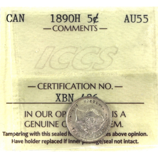 5-cent 1890H ICCS AU55