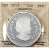 Image 1 : 2013 $20 Swarovski Crystals - Blue Flag Iris 1oz Fine Silver Coin ICCS PF67 UHC