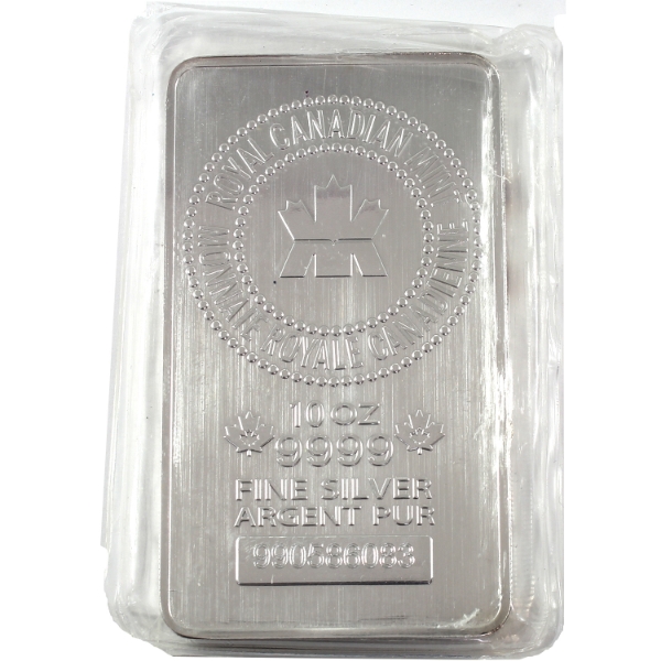 10oz RCM .9999 Fine Silver Bar, Sealed (Tax Exempt)
