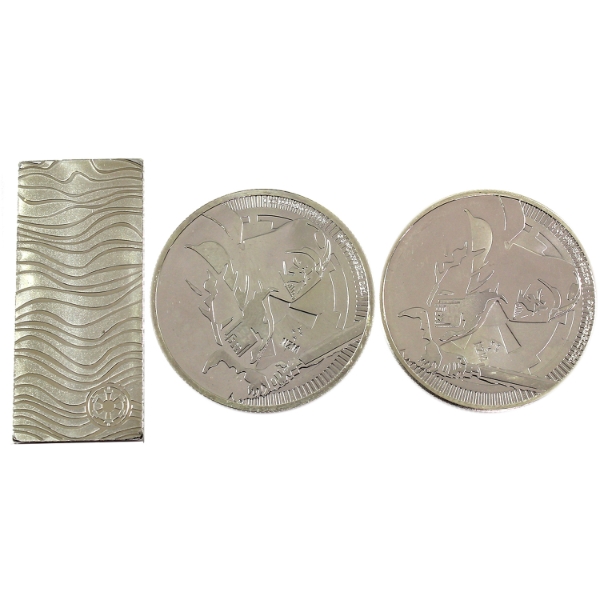 3x 1oz Niue 2020-2023 $2 Star Wars Themed .999 Fine Silver Rounds and Bar. 3pcs. (Tax Exempt)