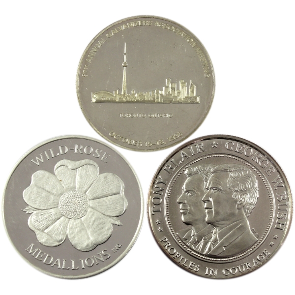 3x 1oz N.D. - 1995 Assorted .999 Fine Silver Rounds. 3pcs. (Tax Exempt)