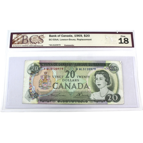 BC-50bA 1969 $20 *WL Replacement BCS F18 Lawson-Bouey SN: *WL3120979