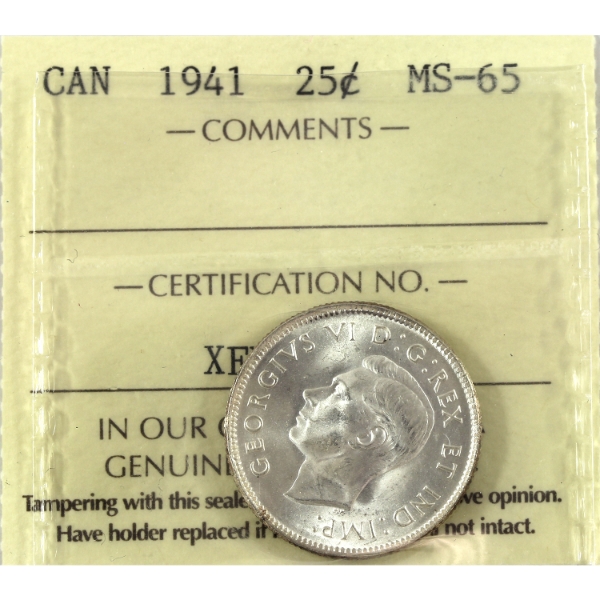 25-cent 1941 ICCS MS65