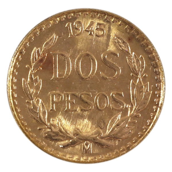 0.05oz Mexico 1945 2 Pesos .900 Fine Gold Coin