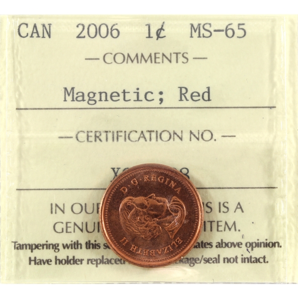 1-cent 2006 Magnetic ICCS MS65 Red