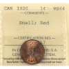 Image 1 : 1-cent 1920 Small ICCS MS64 Red