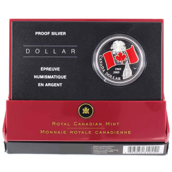 2005 Ltd. Ed. Red Enamel National Flag Proof Silver Dollar (Tax Exempt)
