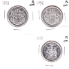 Image 1 : 50-cent 1956, 1958 & 1959 PL (impaired/scratched). 3pcs