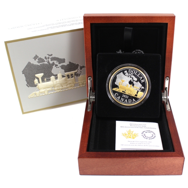 2021 $1 Renewed Silver Dollar: 140th Anniversary of the Trans-Canada Railway Fine Silver Coin 