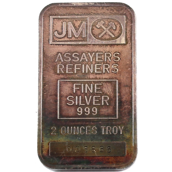 2oz Johnson Matthey Vintage .999 Silver Bar, SN: 005865. Mintage of <5000 (Tax Exempt)