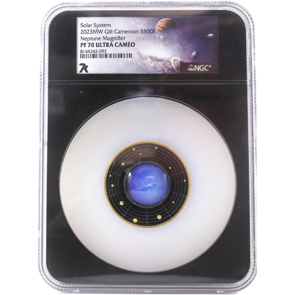 Cameroon Silver 2023MW 500 Francs Solar System - Neptune Magnifier .999 Fine Silver Coin NGC PF70 UC