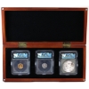 Image 1 : USA 2006 $1 Silver Eagle, $5 Gold Eagle & $10 Platinum Eagle Tri-Metal Set ICG Certified MS70