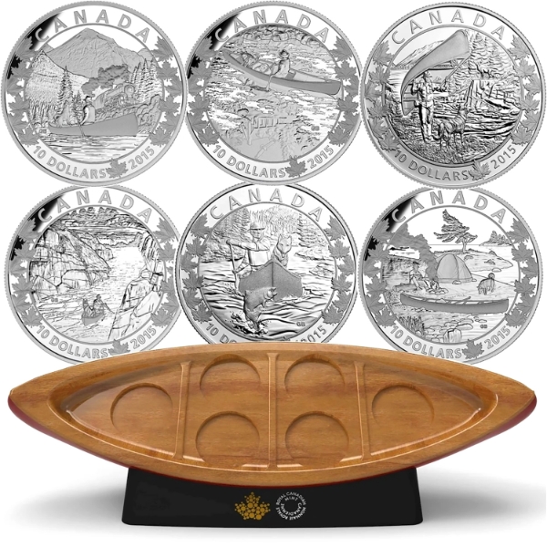 2015 $10 Canoe Across Canada 6-Piece Set & Canoe Shaped Box (Tax Exempt)