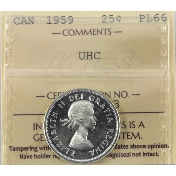 25-cent 1959 ICCS PL66 Ultra Heavy Cameo