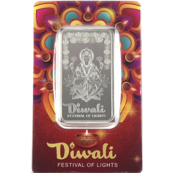 1oz PAMP Diwali-Diwali Lakshmi & Rangoli .999 Fine Silver Bar (Tax Exempt)