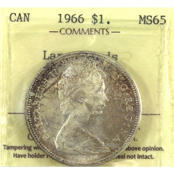 Silver $1 1966 Large Beads ICCS MS65
