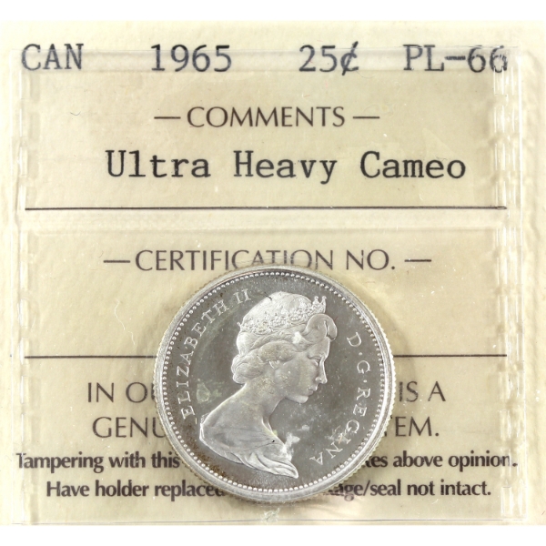 25-cent 1965 ICCS PL66 Ultra Heavy Cameo