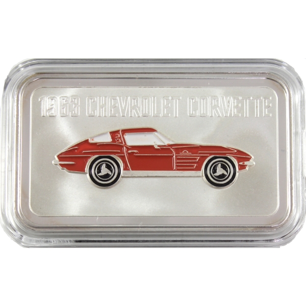 1oz Private Mint 1963 Chevrolet Corvette .999 Fine Silver Art Bar (Tax Exempt)