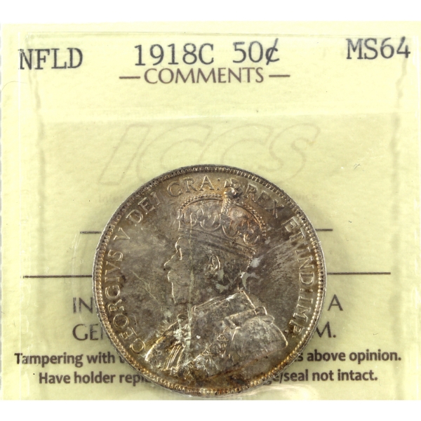 Newfoundland 50-cent 1918c ICCS MS64