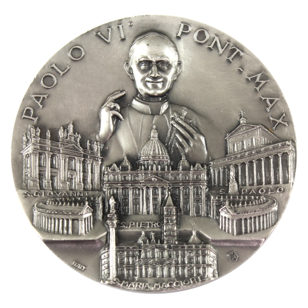 Vatican City 1975 Pope Paul VI Medal 90g-Sterling Silver Plated Bronze, 60mm