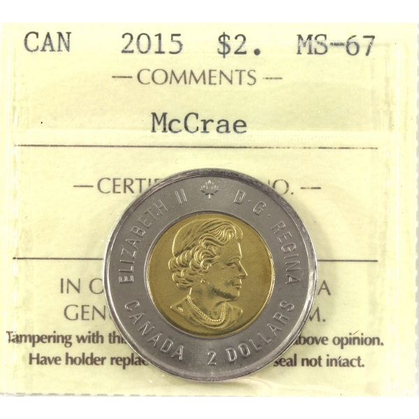 $2 2015 McCrae ICCS MS67