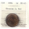 Image 1 : 1-cent 1886 Obverse 2 ICCS MS63 Red
