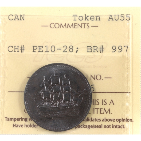 BR-997, CH# PE10-28 PEI Ships, Colonies, & Commerce Token ICCS AU55