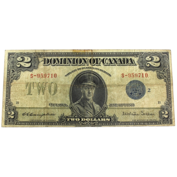 BC-26i 1923 $2 F Campbell-Sellar Blue Seal SN: S-959710 ppB