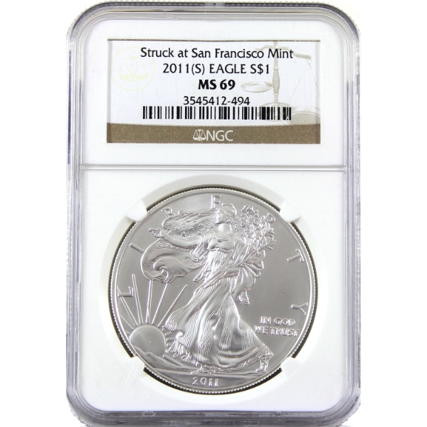 USA Silver 2011S $1 Silver Eagle NGC MS69 (Tax Exempt)