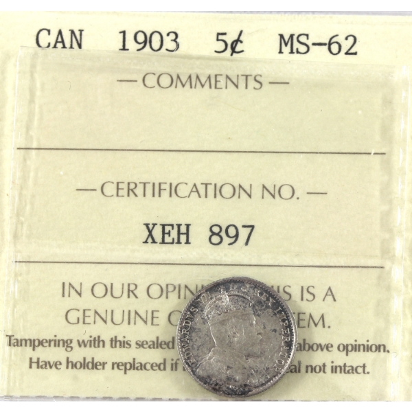 5-cent 1903 ICCS MS62