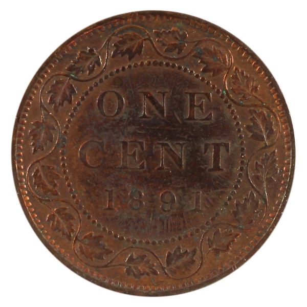 1-cent 1891 SL SD; Obverse 3 F (Cleaned)