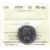 Image 1 : 5-cent 1959 ICCS MS66. Pale Russet Hues