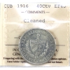 Image 1 : Kuba Silver 1916 40 Centavos ICCS EF40 (Cleaned)