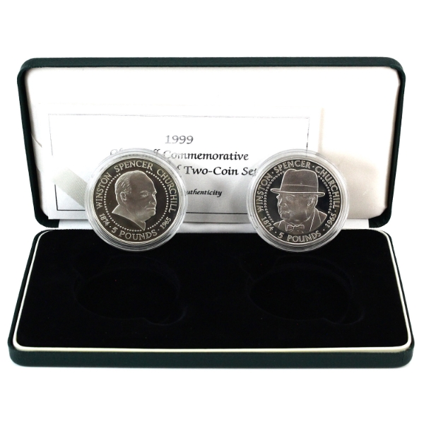 Great Britain 1999 Churchill Commemorative £5 Silver Proof Two-Coin Set