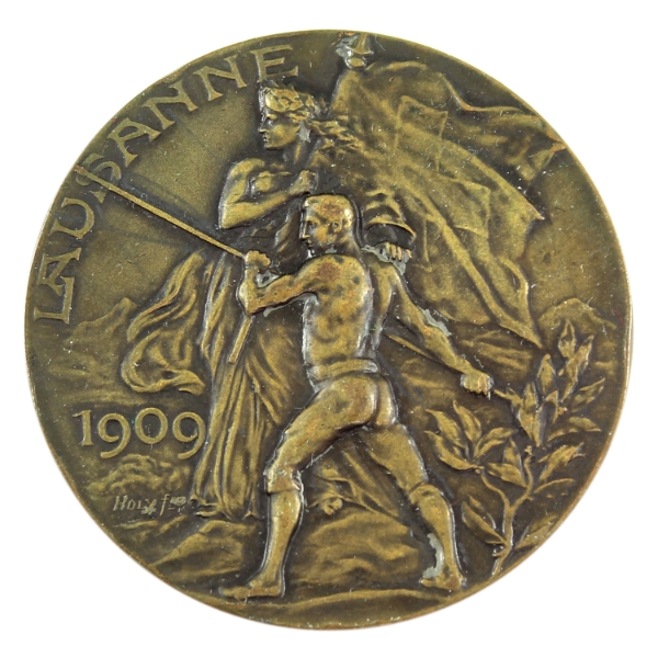 Switzerland 1909 Lausanne Federal Gymnastics Festival Medal 40.58g-Brass, 46.5mm